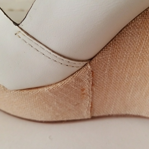 Kate Spade White & Tan Bow Wedges Sz 6.5 - Picture 6 of 8